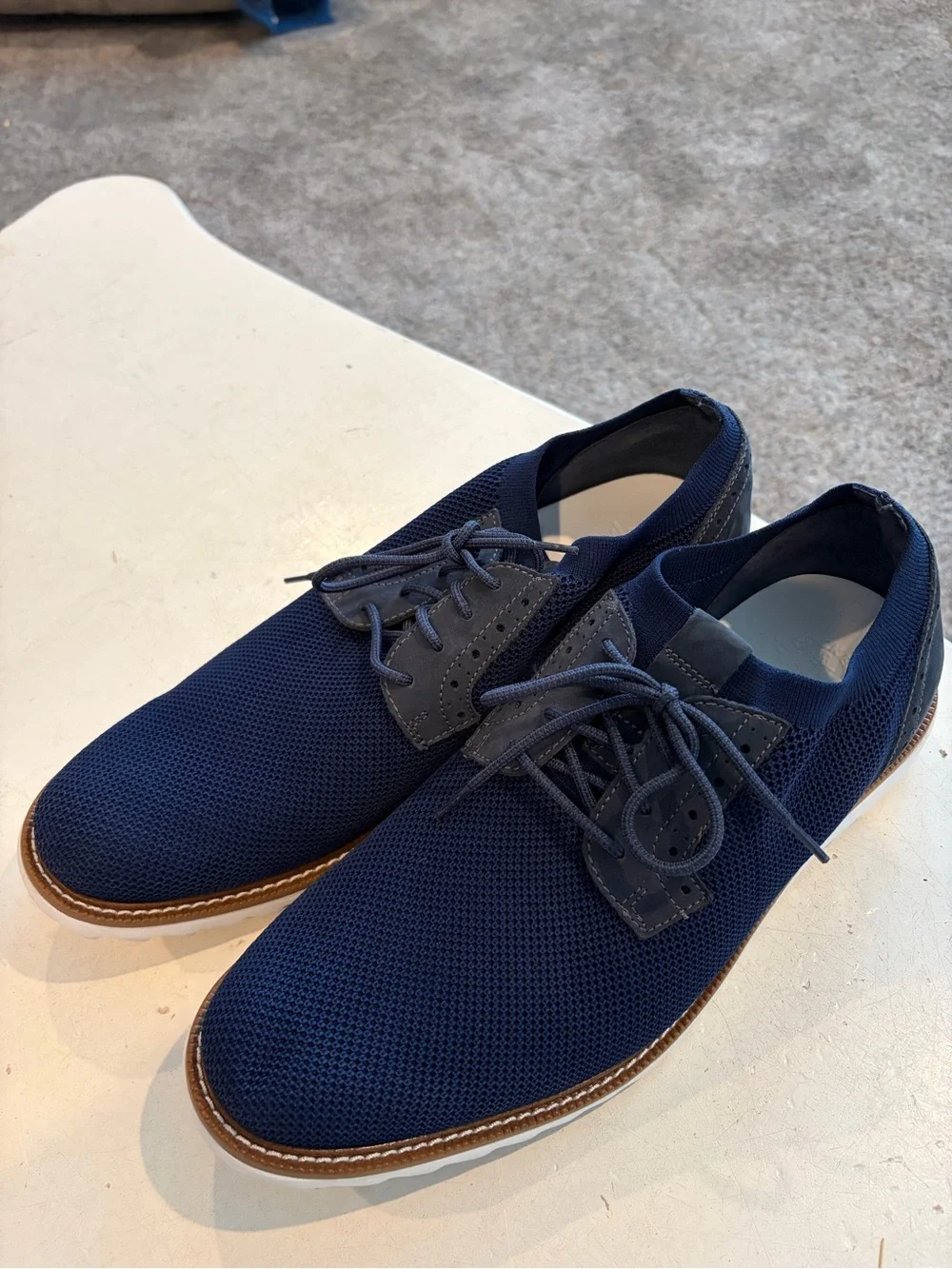 Dockers Navy Knit Lace-Up Oxford with Brown Trim